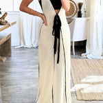 Contrast Self Tie Flowy Oversized Maxi Dress