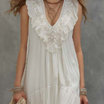 Boho Vintage White Embroidered Maxi Dress