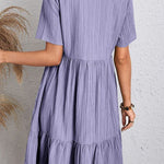 A-Line Loose Pleated Solid Color Split-Joint V-Neck Mini Dresses