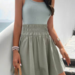A-Line High Waisted Elasticity Solid Color Spaghetti-Neck Mini Dresses