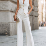 Sleeveless Tailored Vest And Wide-Leg Pants Set