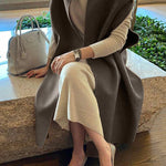 Simple Sleeveless Solid Color Round-Neck Cape Outerwear