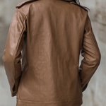 Women's Vintage Lapel Zipper Faux Leather Jacket