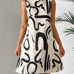 A-line Sleeveless Contrast Color Printed Mini Dresses