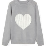 Margovil Color Block Love Heart Knit Sweaters