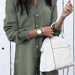 Margovil Stylish Button Down Denim Shirt Dress ( 4 Colors)