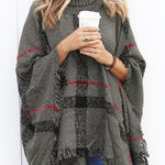 Margovil Chicest Tassel Lattice Cloak Poncho Sweater