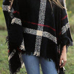 Margovil Chicest Tassel Lattice Cloak Poncho Sweater