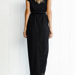 Margovil Crewneck Side Split Irregular Slim Dress