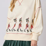 Christmas Soldier Sequined Long Sleeve Casual Sweatshirt