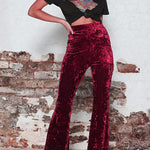 Margovil High Waist Flare Velvet Pants