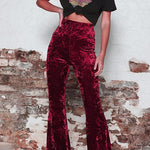Margovil High Waist Flare Velvet Pants
