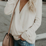 Margovil V Neck Long Sleeve Wrapped Sweater