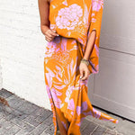 Margovil Casual One Shoulder Side Split Printed Dress