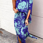 Margovil Casual One Shoulder Side Split Printed Dress