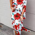 Margovil One Shoulder Waisted Side Split Printed Dress