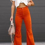 Margovil One Button Corduroy Flare Pants with Pockets