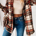 Margovil Stylish Lapel Button Down Plaid Shacket