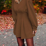 Margovil Ruched Waisted Swing Mini Dress(6 Colors Available)