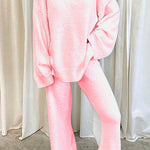 Margovil V Neck Batwing Sleeve Top and Straight Leg Pants Loungewear Set