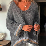 Margovil V Neck Long Sleeve Hollow Out Cozy Sweater