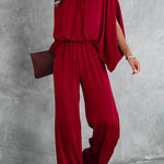 Margovil  Stand Collar Slit Sleeve Waisted Wide Leg Jumpsuits( in 5 Colors)
