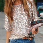 Margovil Crewneck Half Sleeve Sequin T Shirt