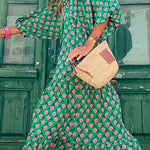 Margovil Puff Sleeve Geometry Printed Swing Dress