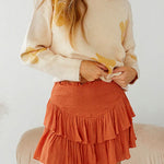 Margovil Casual Elastic Waist Ruffle Swing Skirts
