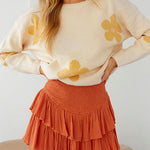 Margovil Casual Elastic Waist Ruffle Swing Skirts