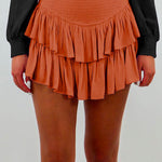 Margovil Casual Elastic Waist Ruffle Swing Skirts
