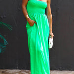 Margovil Strapless Smocked Pocketed Wide Leg Jumpsuit