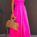 Margovil Strapless Smocked Pocketed Wide Leg Jumpsuit