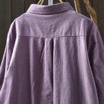 Women Artsy Autumn Pure Color 100%Cotton Blouse