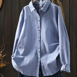 Women Artsy Autumn Pure Color 100%Cotton Blouse