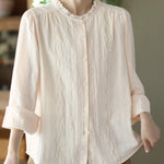 Women Artsy Spring Embroidery Lace 100%Cotton Shirt