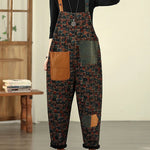 Women Vintage Patchwork Cotton Loose Denim Jumpsuits
