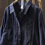 Women Spring Artsy Lace Spliced 100%Cotton Shirt