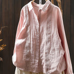 Women Spring Artsy Lace Spliced 100%Cotton Shirt