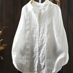 Women Spring Artsy Lace Spliced 100%Cotton Shirt