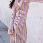 LACE HOLLOWED-OUT V-NECK DRESS