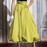 Flared Pants Loose No Belt Solid Color Knickerbockers Pants Trousers