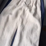🔥Limited time promotion Women's Solid Color Pleated Drawstring Casual Cotton and Linen Wide Leg Pants