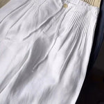 🔥Limited time promotion Women's Solid Color Pleated Drawstring Casual Cotton and Linen Wide Leg Pants