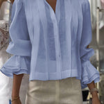 Women's Solid Color Lapel Long Sleeve Casual Loose Linen Cardigan Top