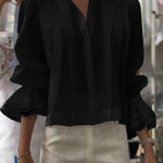 Women's Solid Color Lapel Long Sleeve Casual Loose Linen Cardigan Top