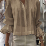 Women's Solid Color Lapel Long Sleeve Casual Loose Linen Cardigan Top