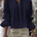 Women's Solid Color Lapel Long Sleeve Casual Loose Linen Cardigan Top
