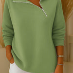 Women's Solid Color Lapel Long Sleeve Casual Sweater