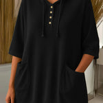 Women's Solid Color Mid-Sleeve Casual Hooded Pullover